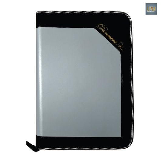 UPM PU Leather 24-Pocket A4 File Organizer – Professional Document Holder Grey Color